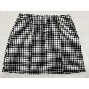 BDG Urban Outfitters Mini Skirt Black White Plaid Check Slit 90s Academia M
